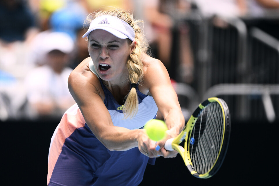 Danska Caroline Wozniacki under matchen mot tunisiska Ons Jabeur Australian Open i Melbourne.