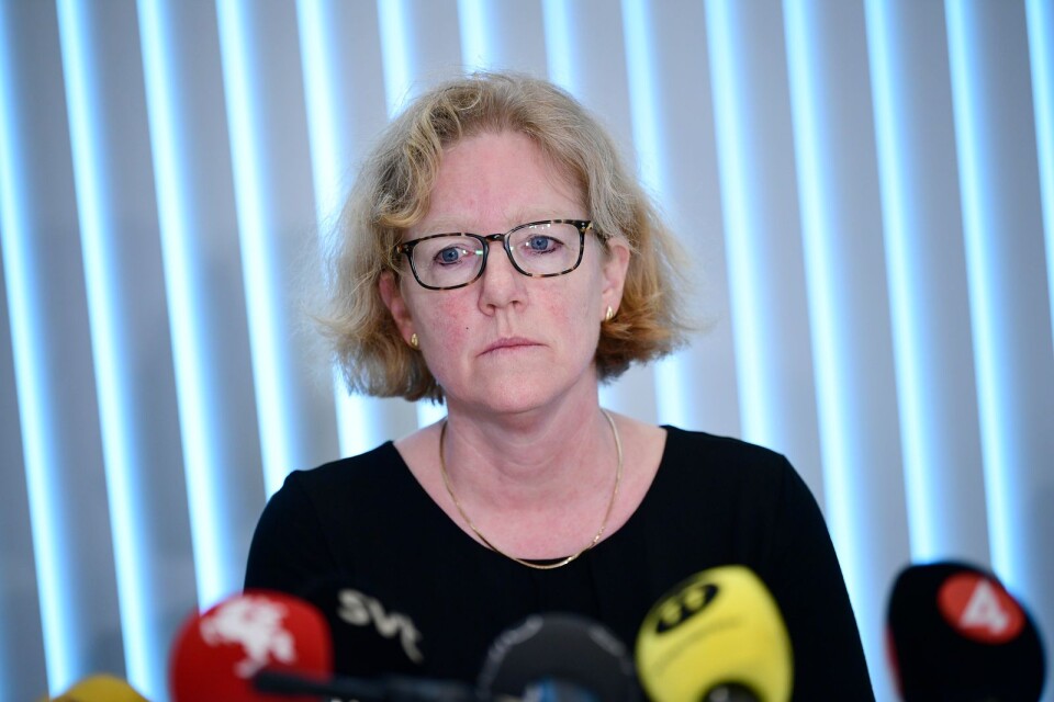 Eva Melander, smittskyddsläkare Region Skåne, under tisdagens pressträff som hölls med anledning av att den första personen i Skåne konstaterats smittad av covid-19.