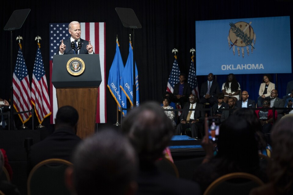 President Joe Biden under sitt besök i Tulsa, där han hedrade offren för massakern och talade till efterlevande och överlevare.