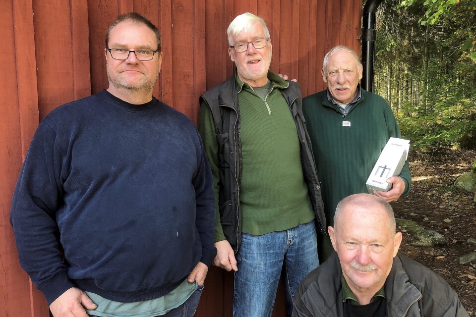 Vinnarkvartett. Stående från vänster Roger Nilsson, Jonny  Olsson och Stig Nilsson, samt sittande Bengt Andersson. FOTO: PRIVAT