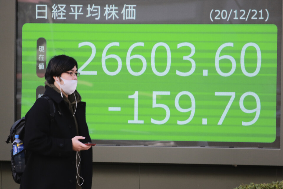 Tokyobörsen föll under fredagen. Arkivbild.