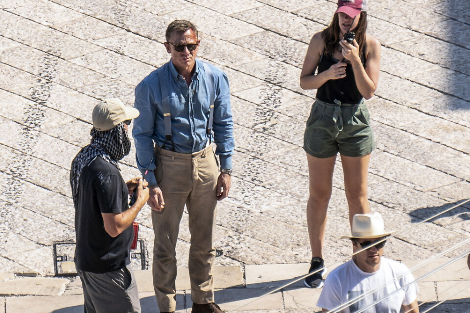 Den brittiske skådespelaren Daniel Craig under inspelningen av "No time to die" i Matera i södra Italien. Arkivbild.