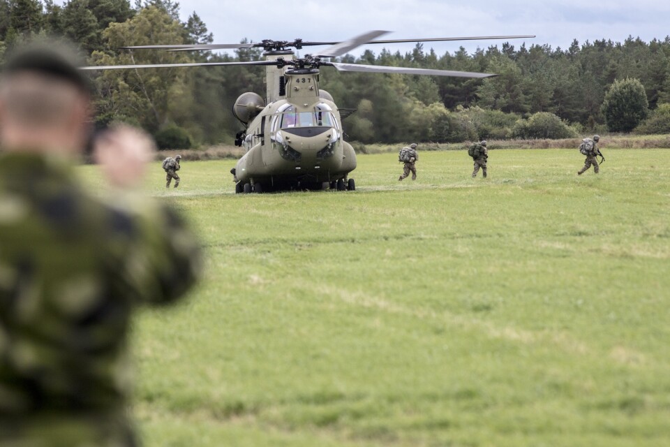 En amerikansk transporthelikopter på Gotland vid en tidigare övning 2017. Arkivbild.
