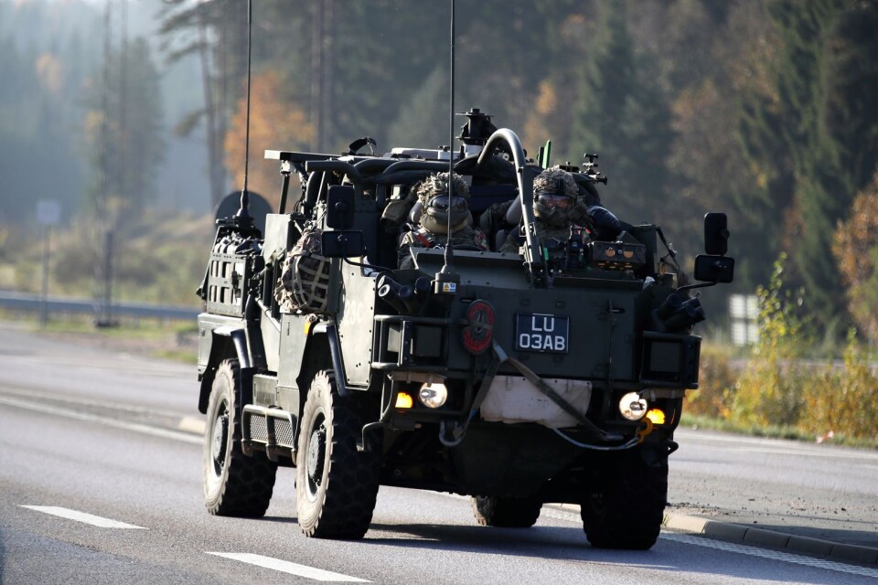 Militärfordon körde genom Sverige tidigare i oktober på väg till Nato-övningen i Norge. Arkivbild.