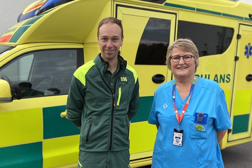 David Aldén från ambulansen och Ingrid Svensson, psykiatrisjuksköterska.