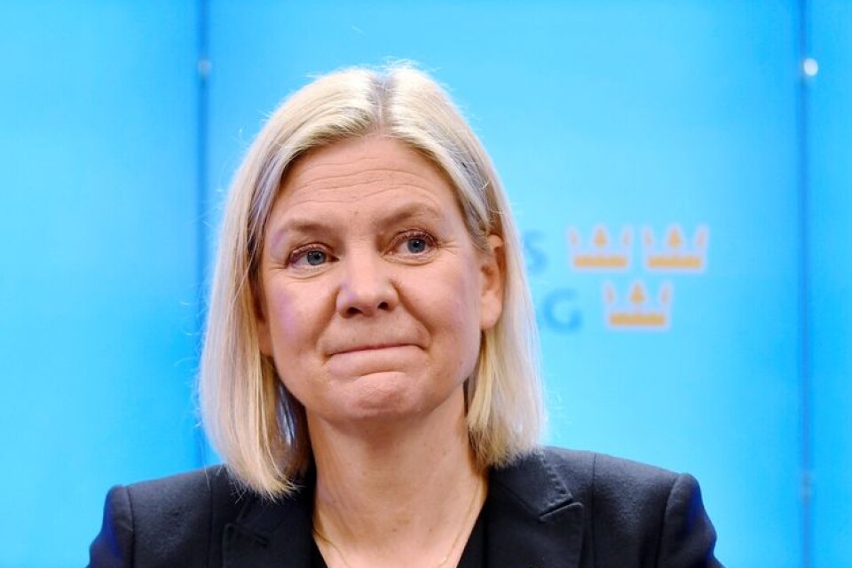 Magdalena Andersson at a press conference after the election in parliament.