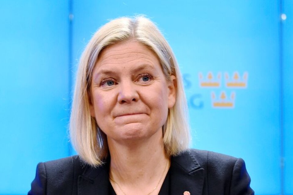 Magdalena Andersson (S) under presskonferensen efter valet i riksdagen.