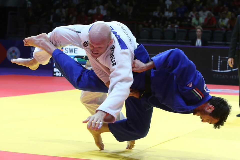 Marcus Nyman, i vitt, vann VM-brons i judo.