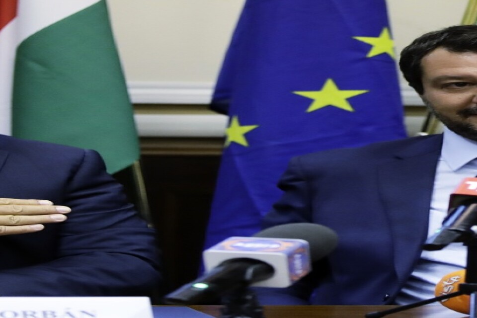 Ungerns premiärminister Viktor Orbán (Fidesz) och Italiens inrikesminister Matteo Salvini (Lega). Arkivbild.