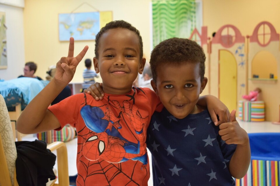Mohamed and Hamza are friends at the Family Centre.