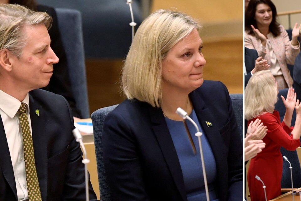 Per Bolund, miljö- och klimatminister samt vice statsminister, (MP) och  Magdalena Andersson (S).