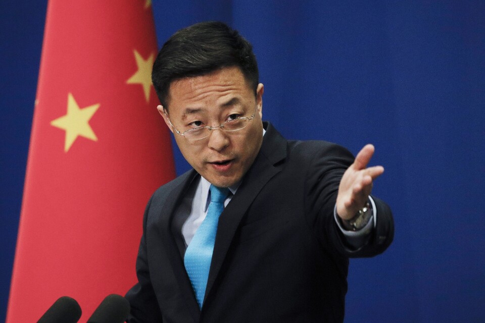 Utrikesdepartementets talesperson Zhao Lijian har gjort sig känd för sina verbala angrepp på kritiker på Twitter. Arkivbild.