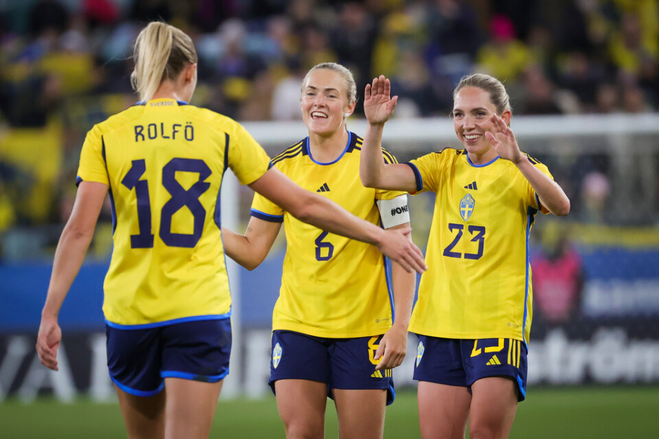 Fridolina Rolfö, Magdalena Eriksson och Elin Rubensson ska spela Nations League i höst. Arkivbild.