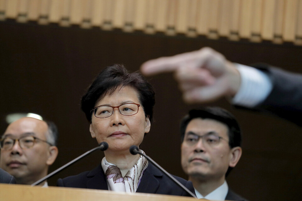 Kina har fullt förtroende för Hongkongs ledare Carrie Lam. Arkivbild.
