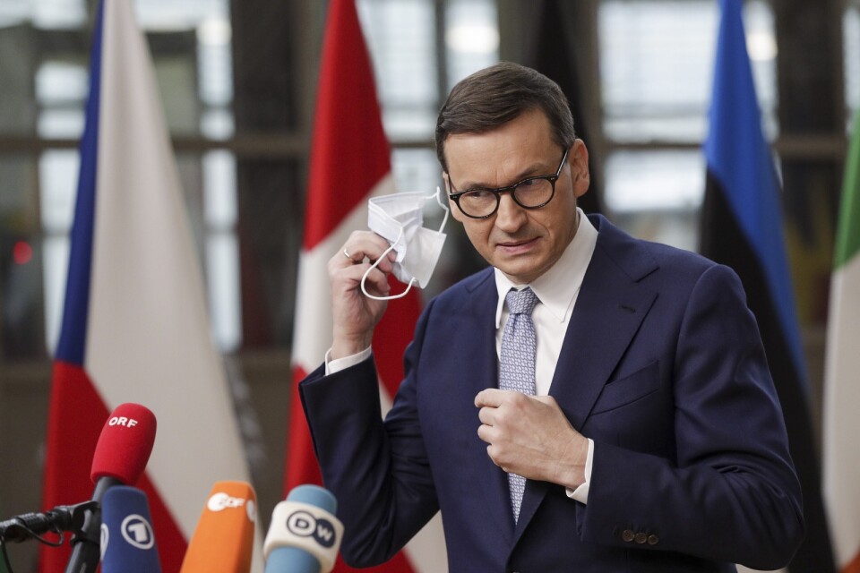 Polens premiärminister Mateusz Morawiecki i samband med förra veckans EU-toppmöte i Bryssel.