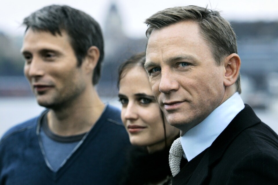 Daniel Craig på besök i Stockholm tillsammans med Mads Mikkelsen och Eva Green i samband med hans första Bondfilm "Casino royale" 2006. Arkivbild.