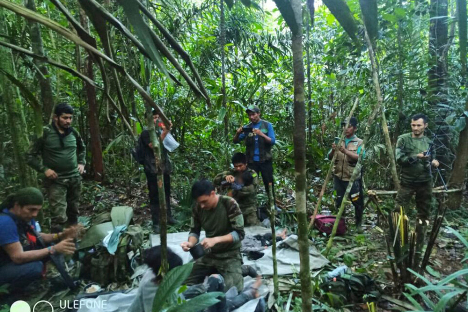 Barnen hittades efter 40 dagar i Amazonas regnskog. Bild tillhandahållen från de colombianska myndigheterna.