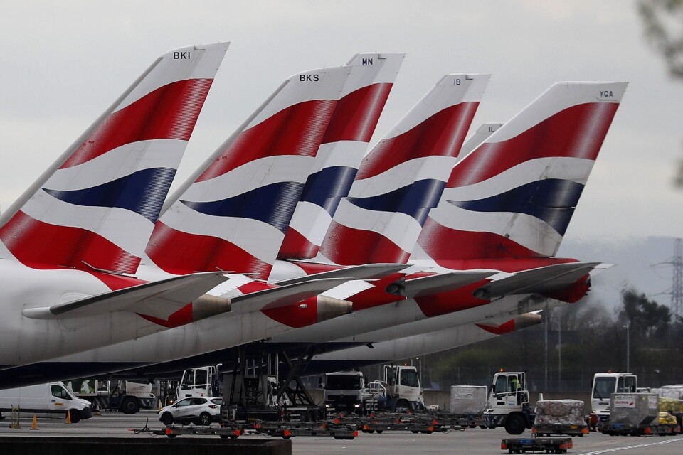 De flesta av British Airways plan står kvar på marken. Arkivbild.
