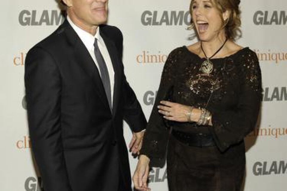 Regissören Rita Wilson kom med maken Tom Hanks till kortfilmspremiären "Glamour Reel Moments" i Los Angeles.