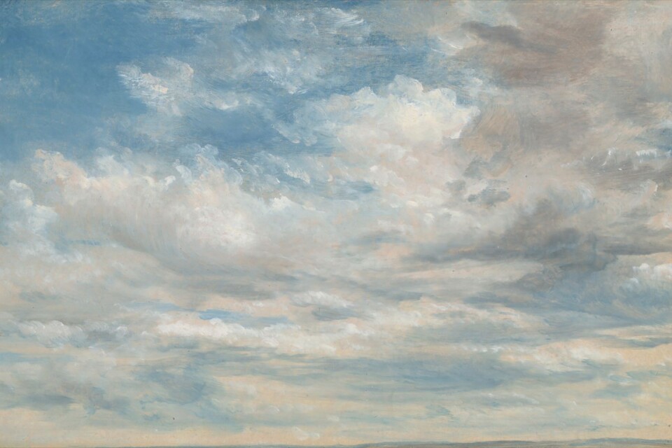 I molnen kan vi finna både livet och konsten. John Constables målning ”Clouds” från 1822 är ett av de konstverk som avhandlas i Elisabet Haglunds bok.
