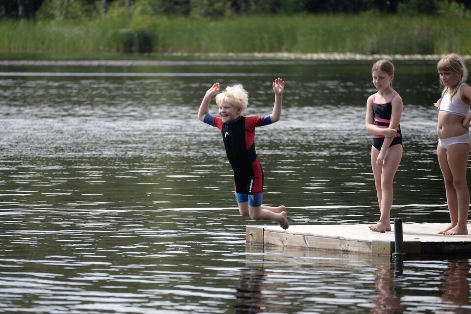 Simskoleavslutning i Bosarpssjön den 13 juli 2019.