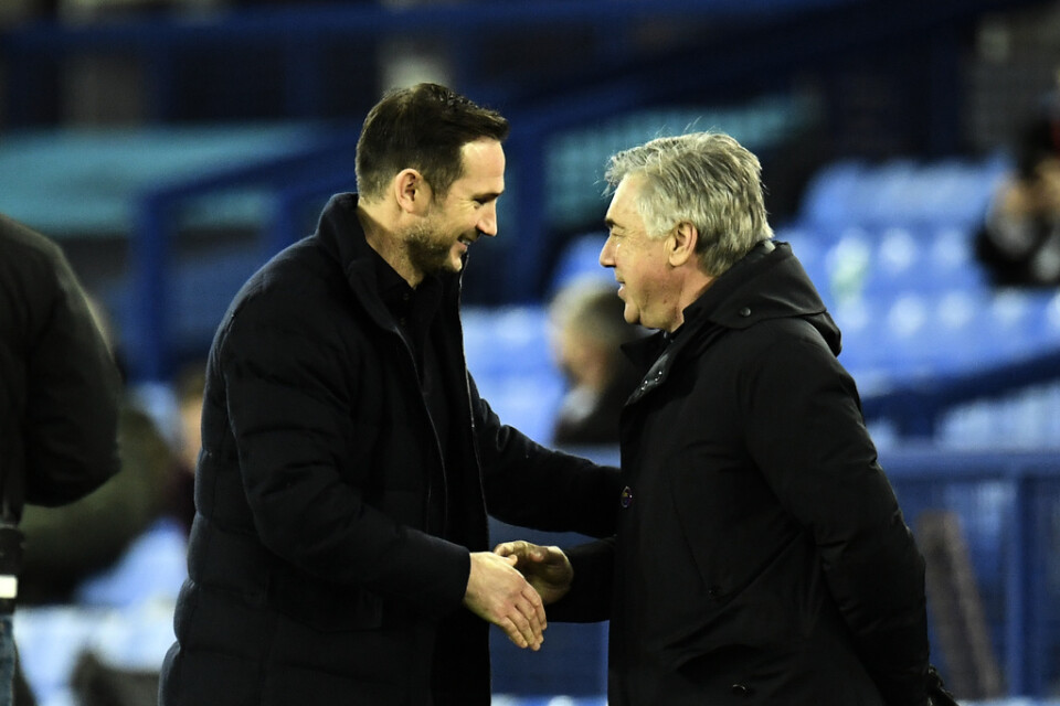 Frank Lampard och Carlo Ancelotti när de möttes i Premier League för några år sedan. Arkivbild.