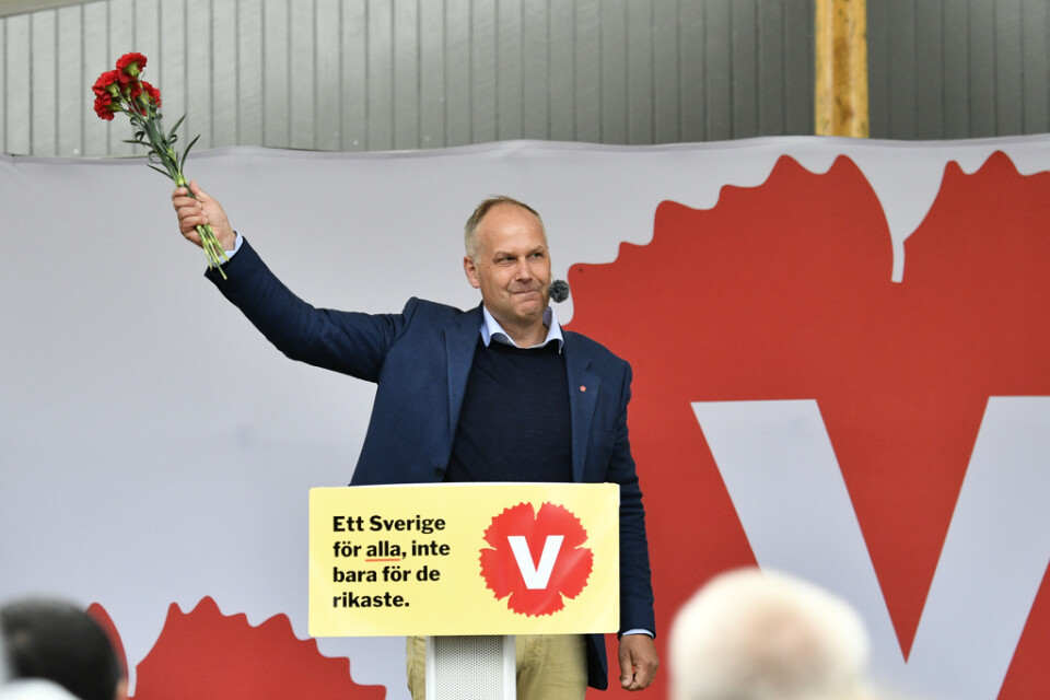 Vänsterpartiets ledare Jonas Sjöstedt (V) tog upp frågan om hedersförtryck i Almedalen men i förslaget till nytt partiprogram nämns det inte. Arkivbild.