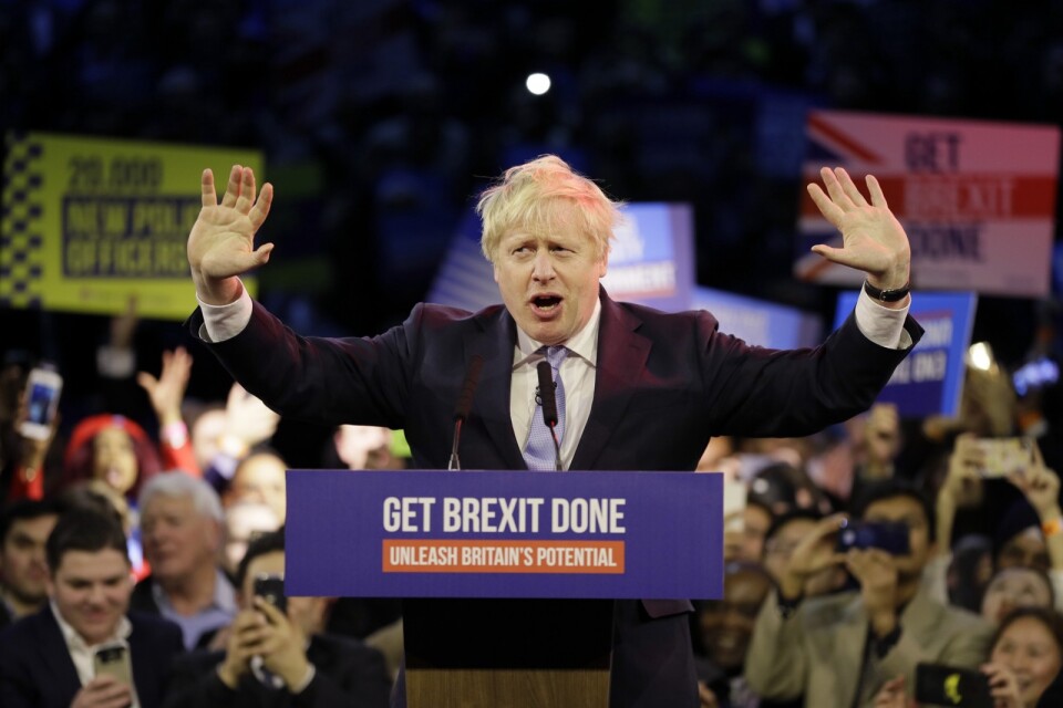 Med valsegern i hand förväntas Boris Jonhson genomföra brexit inom en snar framtid.
Foto: AP Photo/Kirsty Wigglesworth