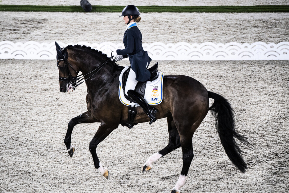 Juliette Ramel på hästen Buriel under OS i Tokyo. Arkivbild.