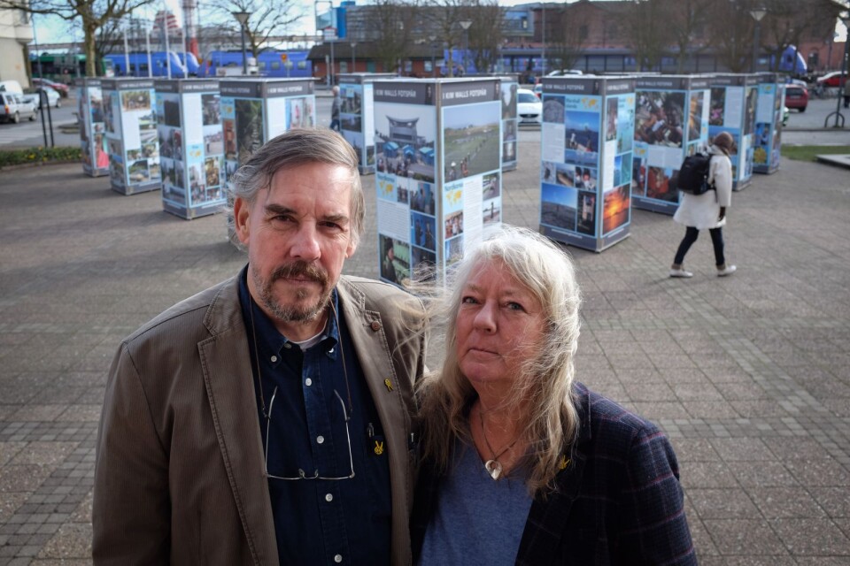 Joachim och Ingrid Wall på invigningen av ”I Kim Walls fotspår” i Ystad.