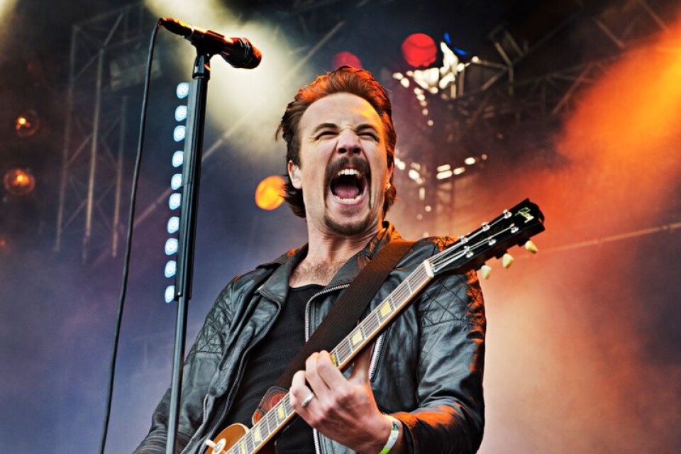 Adam Grahn under Royal Republics spelning på Sweden rock festival 2014.