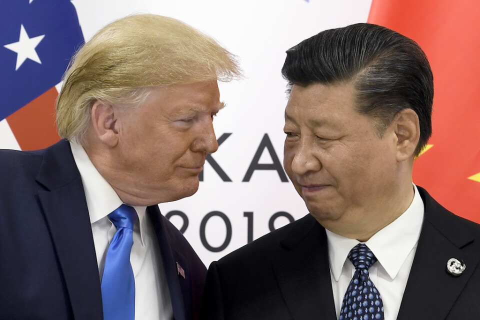 USA:s president Donald Trump och Kinas president Xi Jinping i samband med att de träffades på G-20-mötet tidigare i år. Arkivbild.