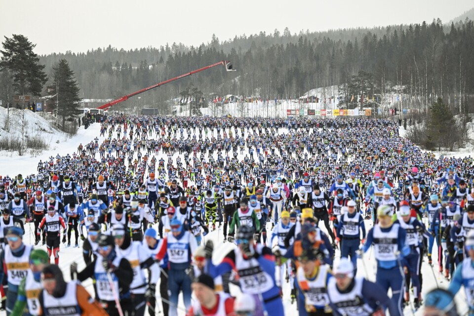 Ungefär så här ser det ut när 15 000 deltagare kör igång samtidigt vid startfältet i Sälen. Arkivbild.