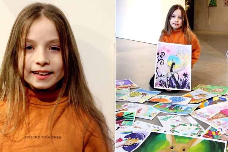 Arina 10 år har fortsatt måla efter flykten – nu ställer hon ut sina målningar i Limmared