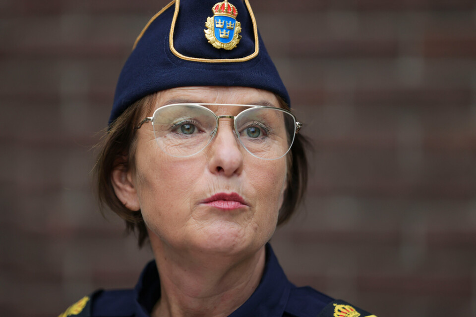 Emelie Kullmyr, polisområdeschef i Storgöteborg, vid en pressträff i höstas.