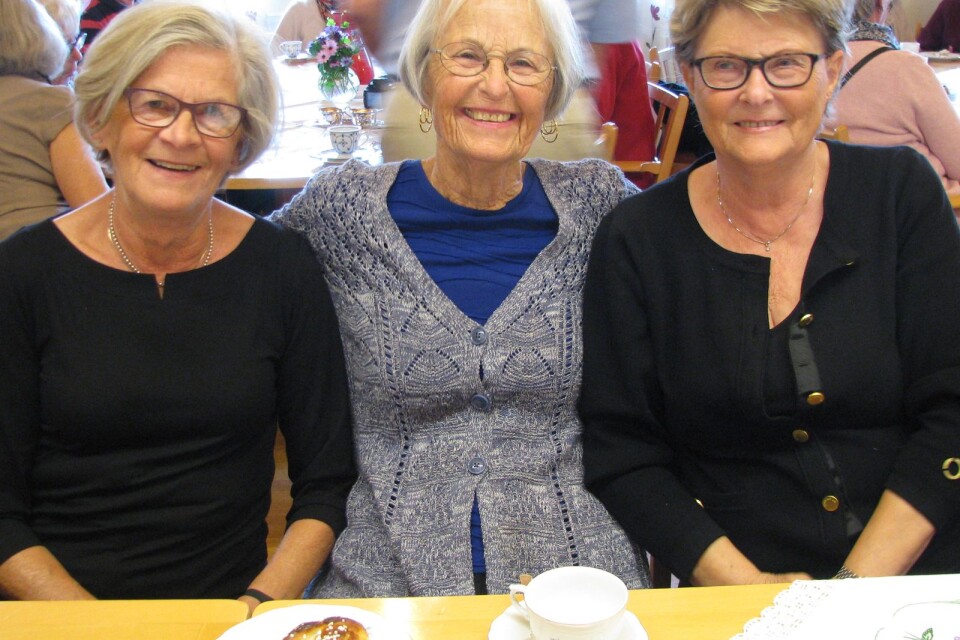 Lena Nilsson, Majken Scheftner och Britt Marie Gustavsson hade mycket att tala om vid kaffebordet.