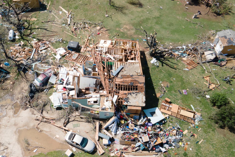 En bostad i Kansas efter tornadons framfart.