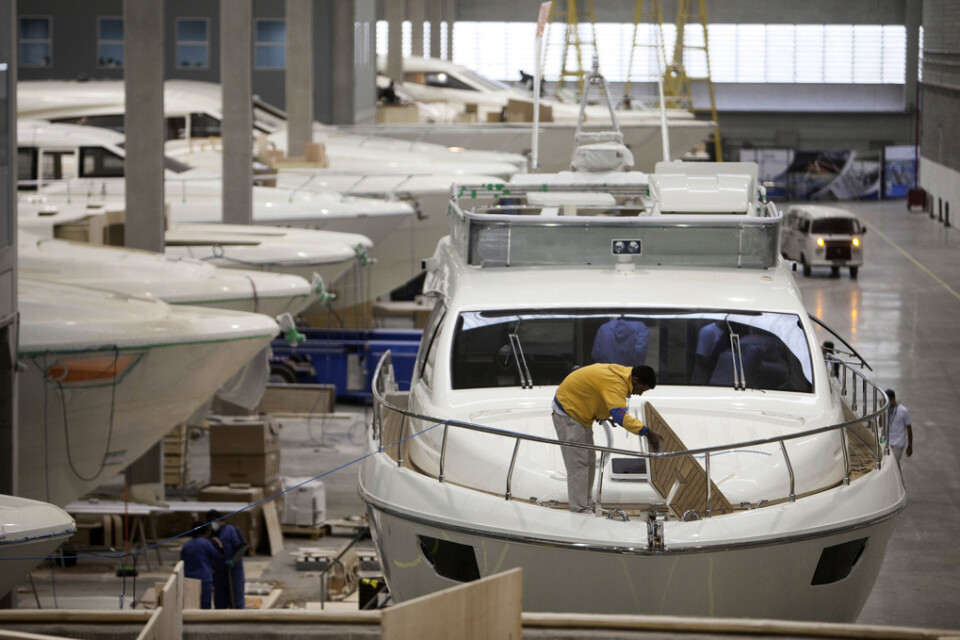 En av Ferrettis varv där man tillverkar lyxiga båtar för export. Arkivbild.