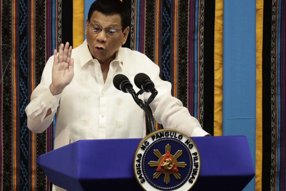 Filippinernas president Rodrigo Duterte har drabbats av en nervsjukdom. Arkivbild.