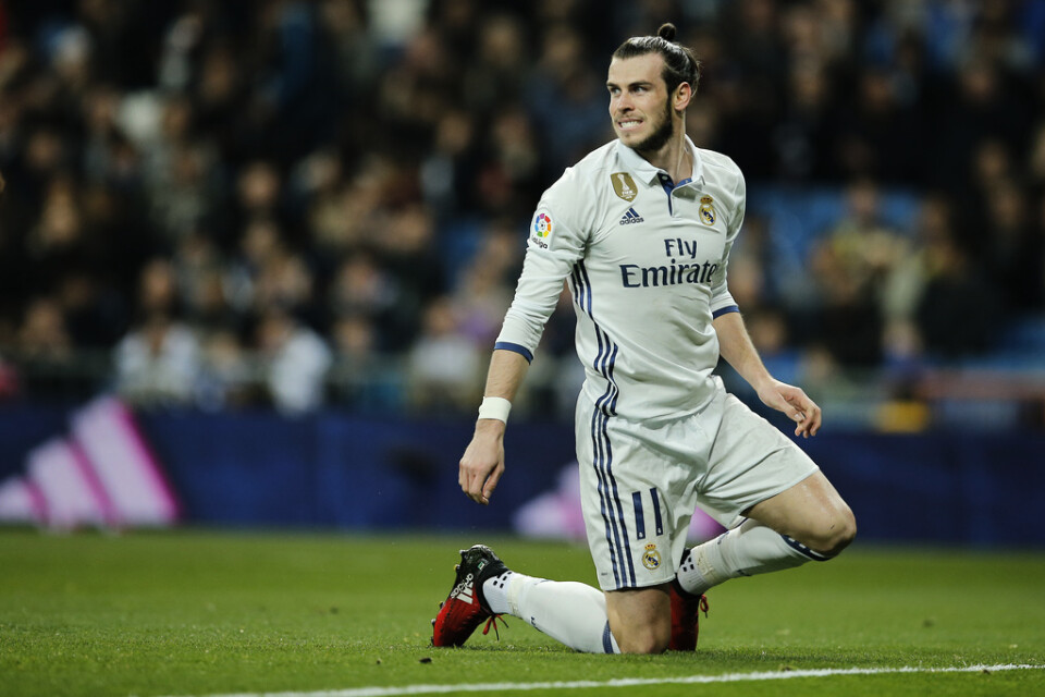 Gareth Bale grinar illa efter att ha blivit skadad igen. Det blev 34 skador under sju år i Real Madrid. Arkivbild.
