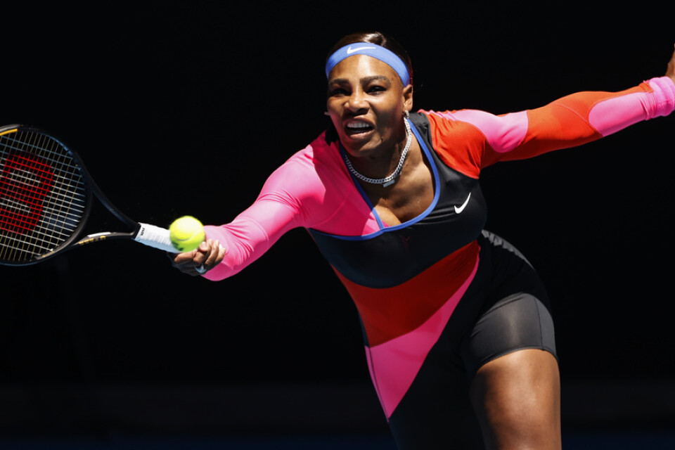 Serena Williams under segermatchen mot Nina Stojanovic.
