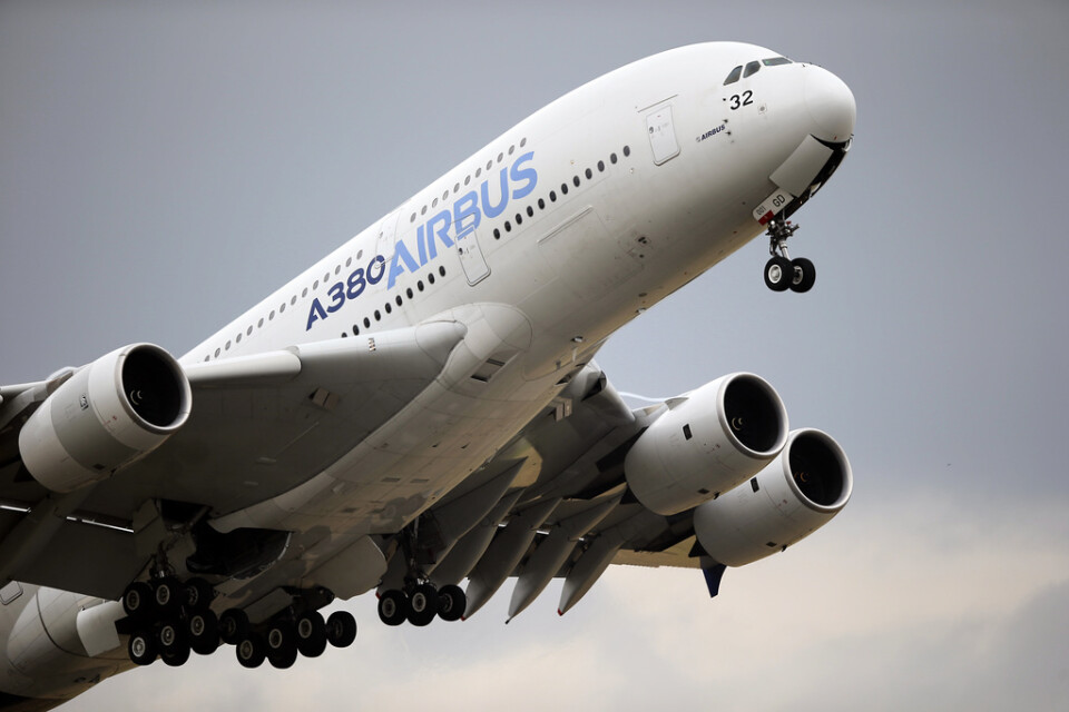 Den jättelika Airbus A380 under en uppvisning 2015.