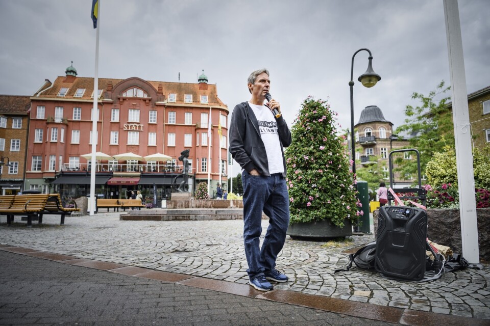 Klimatalliansen med Pontus Bergendahl var i Hässleholm för att sprida sitt budskap inför valet. 2022.