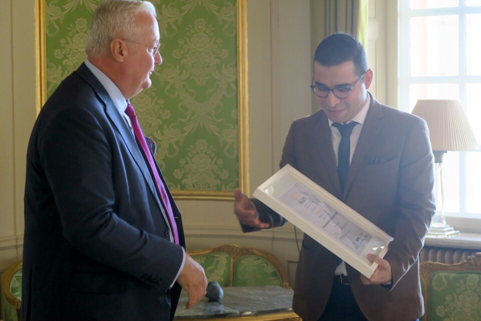 Mohammadsaleh Javadinobandegani fick priset som årets innovatör när landshövdingen Sten Nordin delade ut årets SKAPA-priser.