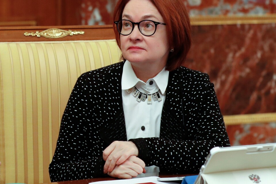 Centralbankschefen Elvira Nabiullina ser ett dystert kvartal för den ryska ekonomin. Arkivbild.