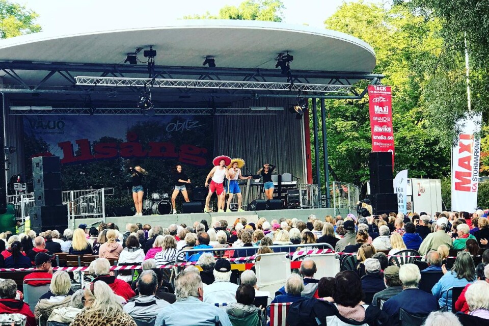 Allsång i Linnéparken - det bjöds på show och underhållning. Foto: Emma Koivisto