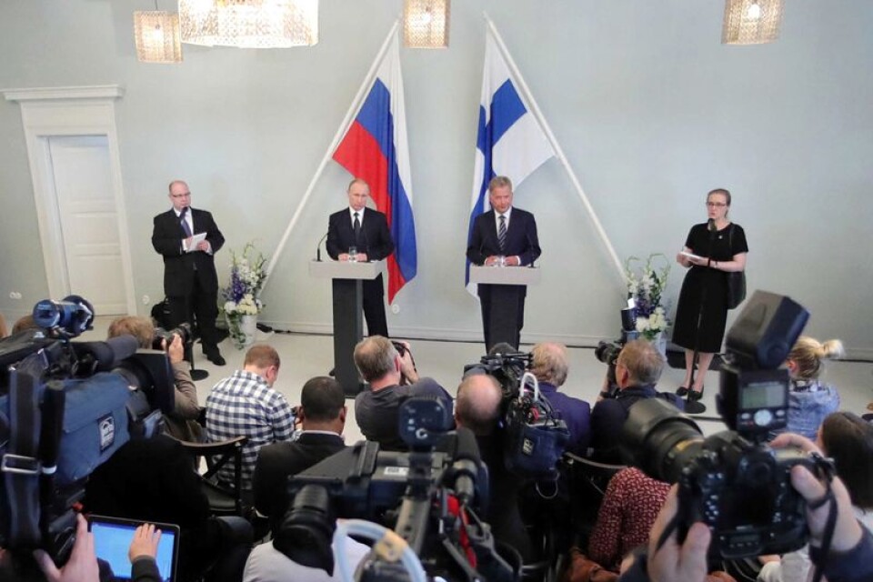 En bild från 27 juli i år då Finlands president Sauli Niinistö återigen träffade Rysslands president Vladimir Putin, denna gång i Savonlinna i östra Finland.