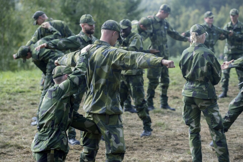 Värnpliktiga i övning på Västernorrlands regemente (I 21) i Sollefteå.