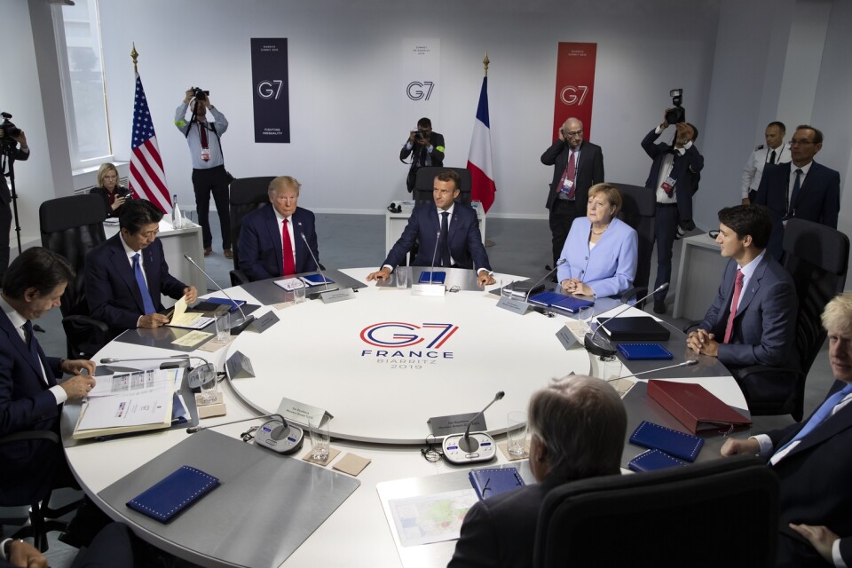 De sju ledarna under G7-mötet i Biarritz i Frankrike i augusti i fjol.