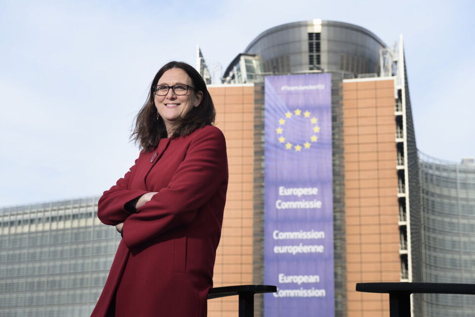 Cecilia Malmström utanför EU-kommissionens högkvarter i Bryssel. Arkivbild.